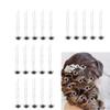 20 Pack Bridal Rose Flower Crystal Hair Pins for Women, U Shaped Hair Pins Bobby Pins Bun Hairpins for Wedding Bridal Women Hair Jewelry AccessoriesBlack view 1