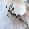 20 Pack Bridal Rose Flower Crystal Hair Pins for Women, U Shaped Hair Pins Bobby Pins Bun Hairpins for Wedding Bridal Women Hair Jewelry AccessoriesBlack view 4