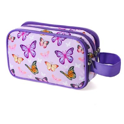 Vipdeal Kids Toiletry Bag for Girls, Travel Toiletry Bag for Little Young Girls Cosmetic Bag Makeup Bag Waterproof Hanging Wash Bag Toddler Toiletries, Butterfly Purple