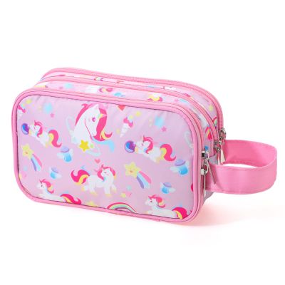 Vipdeal Kids Toiletry Bag for Girls, Travel Toiletry Bag for Little Young Girls Cosmetic Bag Makeup Bag Waterproof Hanging Wash Bag Toddler Toiletries, Unicorn Pink
