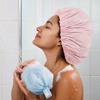 Reusable Shower Cap for Women, Large Waterproof Shower Bonnet Washable Elastic Band Bath Hair Hat for Long Hair, Braids(Pink) view 4