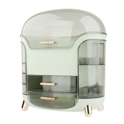 Makeup Organizer Waterproof Cosmetics Storage Box Large Capacity 30x34x20cm, Light Green
