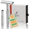 Pearl K2 Dual handle Double Edge Safety Razor made with Brass Metal Handle - New Premium Razor with two handle (long & short) and 10 Premium Stainless Steel Blades for smooth & Irritation-free shave view 1