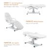 OmySalon Hydraulic Tattoo Chair Esthetician Bed w/Stool, Multi-Purpose 3-Section Facial Bed Table, Adjustable Beauty Salon Spa Massage Beauty Equipment, White view 2