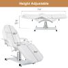 OmySalon Hydraulic Tattoo Chair Esthetician Bed w/Stool, Multi-Purpose 3-Section Facial Bed Table, Adjustable Beauty Salon Spa Massage Beauty Equipment, White view 4