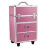 4 Tier Lockable Cosmetic Makeup Train Case with Extendable Trays Pink view 1