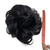 100% Human Hair Messy Bun Extension Tail, Messy Hair Bun Hair Scrunchies Extension with Fringe Curly Wavy Chignon for Women Wedding Tousled Updo Hairpiece (Natural Color) view 2