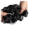 100% Human Hair Messy Bun Extension Tail, Messy Hair Bun Hair Scrunchies Extension with Fringe Curly Wavy Chignon for Women Wedding Tousled Updo Hairpiece (Natural Color) view 4