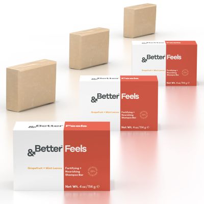 &Better All-Natural Shampoo Bar for Men | Handcrafted in Canada with Organic Shea Butter | Rich in Vitamins + Proteins | Plastic-Free + Vegan | Natural Scent (Grapefruit + Mint Leaves) - 3 Pack