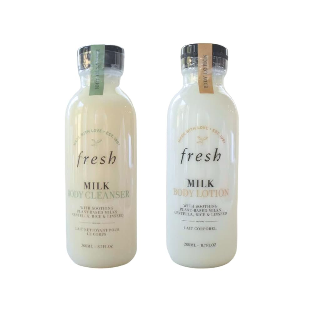 Fresh Milk Nourishing Bodycare Duo Set: Milk Body Cleanser and Lotion for Whole Body, Unisex, Sensitive Skin