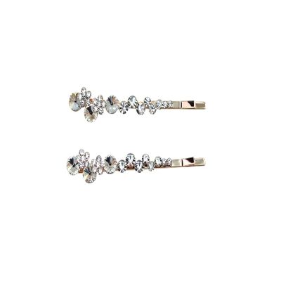 Faship A Pair Of Clear Premium Rhinestone Crystal Floral Hair Clips Pins 2 Pcs