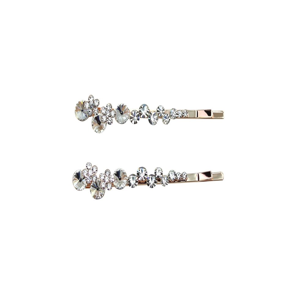 Faship A Pair Of Clear Premium Rhinestone Crystal Floral Hair Clips Pins 2 Pcs