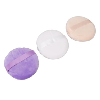 3 PCS Powder Puff Super, Large Round Powder Puff, Soft Velour Face Powder Pads, Portable with Ribbon Makeup Puff, Wholesale Business