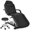 OmySalon Hydraulic Tattoo Chair Esthetician Bed w/Stool, Multi-Purpose 3-Section Facial Bed Table, Adjustable Beauty Salon Spa Massage Beauty Equipment, Black view 1