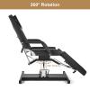 OmySalon Hydraulic Tattoo Chair Esthetician Bed w/Stool, Multi-Purpose 3-Section Facial Bed Table, Adjustable Beauty Salon Spa Massage Beauty Equipment, Black view 4