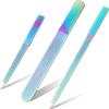 Mudder 3 Pcs Diamond Nail File Set for Women Men Stainless Steel Metal Sapphire Double Side Fingernail Toenail Buffer Filers Rainbow Emery Boards for Salon Home Travel Manicure Pedicure Nail Care Tool view 1