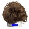 100% Human Hair Messy Bun Extension Tail, Messy Hair Bun Hair Scrunchies Extension with Fringe Curly Wavy Chignon for Women Wedding Tousled Updo Hairpiece (Light Brown) view 4