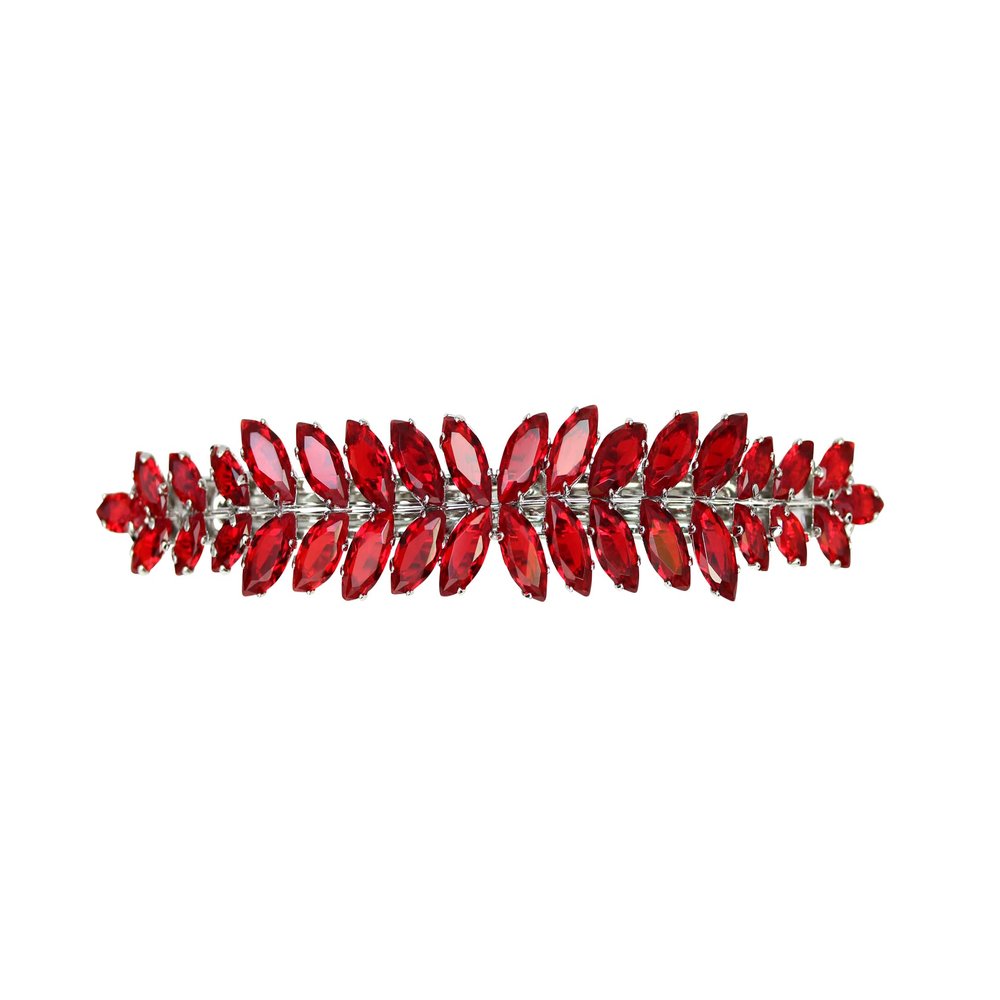 Faship Gorgeous Red CZ Crystal floral Hair Barrette