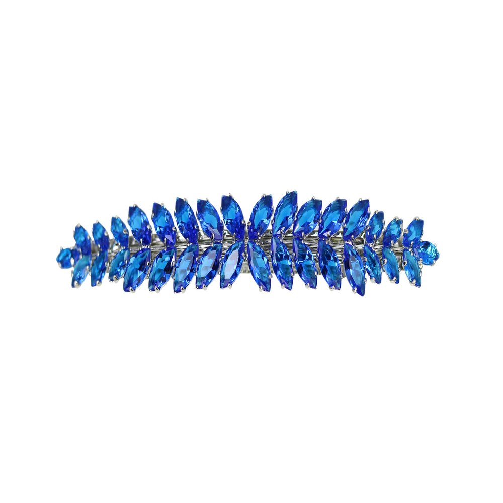 Faship Gorgeous Blue CZ Crystal floral Hair Barrette