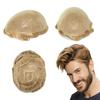 HAIR NATURE Mens Human Hair Piece, Toupee for Men, Hair Replacement Systems, 0.12mm Poly Skin Blonde Hair Units #22R view 1