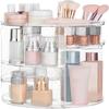 HBlife 360 Rotating Makeup Organizer Adjustable Carousel Large Capacity Revolving Perfume Organizer Skincare Organizers Cosmetic Storage Spinning Holder for Vanity, Clear view 1