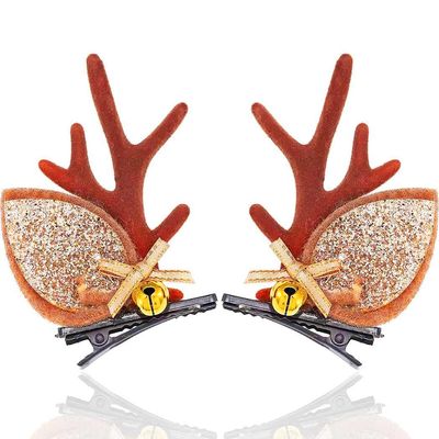 BARTOSI Christmas Reindeer Antlers Hair Clips Reindeer Hair Clip Holiday Hair Accessories for Women(Pack of 2)