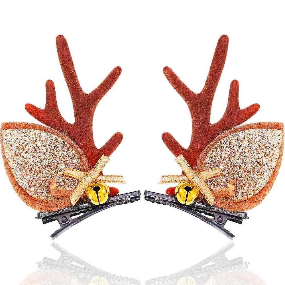 BARTOSI Christmas Reindeer Antlers Hair Clips Reindeer Hair Clip Holiday Hair Accessories for Women(Pack of 2)