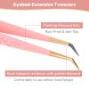 Ms.Queen Lash Tweezers for Eyelash Extensions,5Pcs Precision Fiber Tip Grip Curved 45 90 Degree Boot volume Tweezers Set view 4