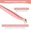 Ms.Queen Lash Tweezers For Eyelash Extensions,5Pcs Professional Fiber Tip Grip Curved 45 90 Degree Boot Volume Tweezers Set view 4