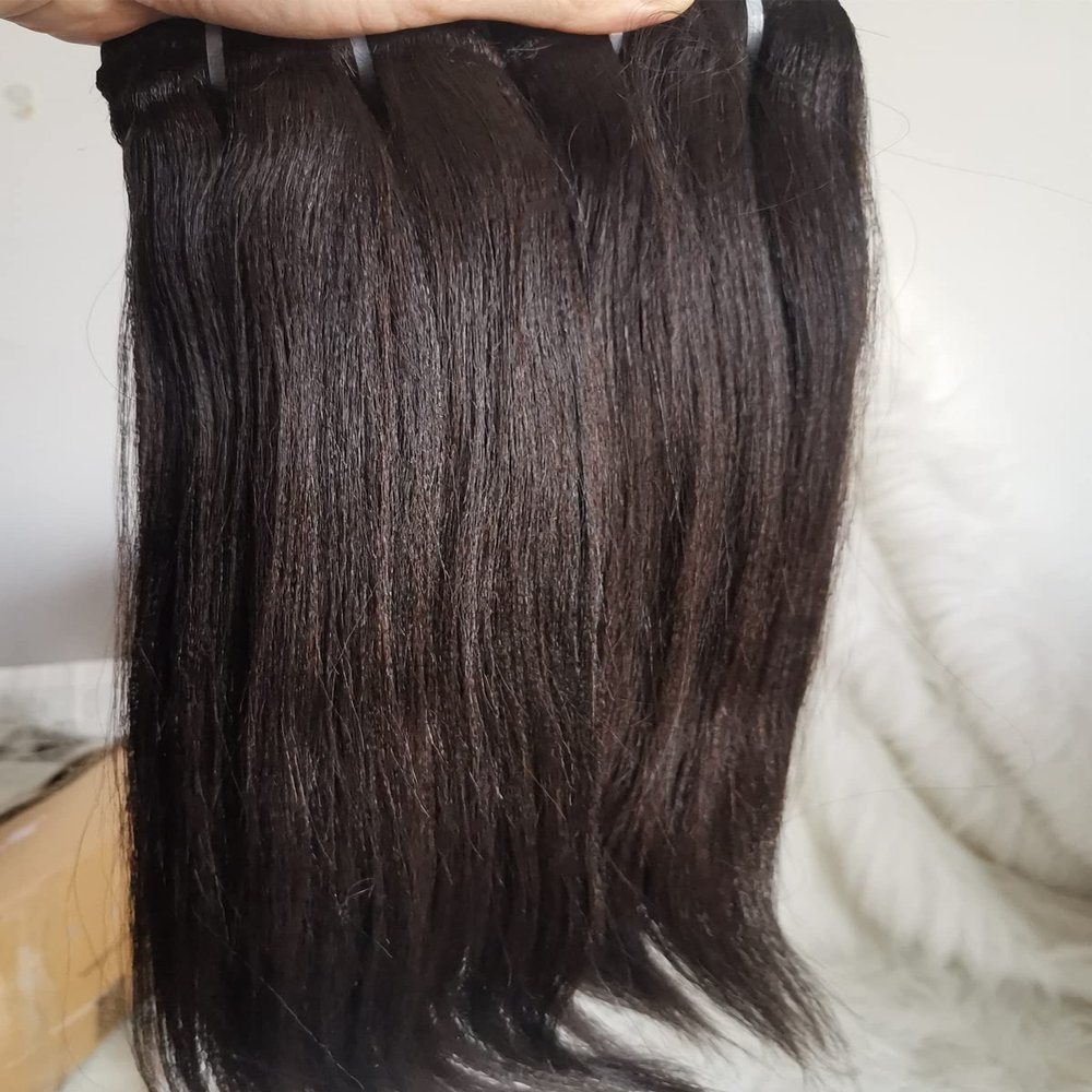 Last 5 Years Raw Light Yaki Relaxed Human Hair 2 Bundles Natural Coarse Yaki Kinky Straight One Donor Virgin Hair Weave For Black Women (12" 14")