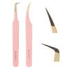 Ms.Queen Lash Tweezers for Eyelash Extensions,Precision 2Pcs Fiber Tip Grip 90 Degree Volume and Dolphin Isolation Lashing Tweezers Set view 1