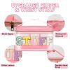 Iqimott Preppy Clear Makeup Bag Stuff Pouch, Chenille Letter Cosmetic Bag for Women Girls, Nylon PVC Toiletry Storage Handbag, Travel Transparent Waterproof Zipper Pouch with Handle(Stuff, Pink) view 3