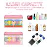 Iqimott Preppy Clear Makeup Bag Stuff Pouch, Chenille Letter Cosmetic Bag for Women Girls, Nylon PVC Toiletry Storage Handbag, Travel Transparent Waterproof Zipper Pouch with Handle(Stuff, Pink) view 4