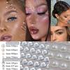 4368 PCS Self Adhesive White Pearl Face Temporary Tattoo Clear Rhinestones, Flat Back Bling Gems Jewels Stickers for Makeup Face Eye Hair, Pear&Transparent Rhinestones view 3