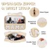 Iqimott Chenille Letter Patch Mama Bag, Preppy Clear Makeup Cosmetic Bag Large Toiletry Storage Tote Bag with Handle, Transparent Nylon Waterproof Organizer Zipper Pouch for Travel Women Girls(Beige) view 3