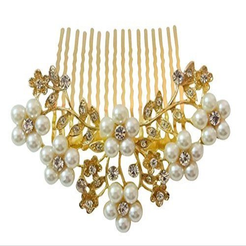 BBRATS Golden And White Pearl Comb Hair Clip For Women