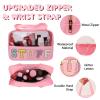Iqimott Chenille Letter Patch Stuff Bag, Preppy Clear Makeup Cosmetic Bag Large Toiletry Storage Tote Bag with Handle, Transparent Nylon Waterproof Organizer Zipper Pouch for Travel Women Girls(Pink) view 3