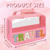 Chenille Letter Patch Travel Bag, Preppy Clear Makeup Cosmetic Bag Large Toiletry Storage Tote Bag with Handle, Transparent Nylon Waterproof Organizer Zipper Pouch for Travel Women Girls(Pink) view 2