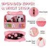 Chenille Letter Patch Travel Bag, Preppy Clear Makeup Cosmetic Bag Large Toiletry Storage Tote Bag with Handle, Transparent Nylon Waterproof Organizer Zipper Pouch for Travel Women Girls(Pink) view 3