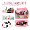 Chenille Letter Patch Travel Bag, Preppy Clear Makeup Cosmetic Bag Large Toiletry Storage Tote Bag with Handle, Transparent Nylon Waterproof Organizer Zipper Pouch for Travel Women Girls(Pink) view 4