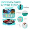 Chenille Letter Patch Stuff Bag, Preppy Clear Makeup Cosmetic Bag Large Toiletry Storage Tote Bag with Handle, Transparent Nylon Waterproof Organizer Zipper Pouch for Travel Women Girls(Green) view 3