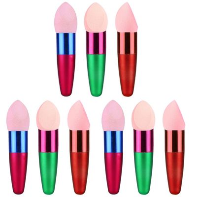 Beavorty 9pcs Wet and Dry Makeup Sponge Versatile Foundation Puff Brushes for Application for Liquid and Powder Cosmetics Random Colors Red Rosy Green
