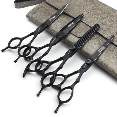 5.5/6 Inch Japanese 440C Laser Hair Cutting Salon Professional Hairdresser Thinning Haircut Set (Scissor Set) (6 Inch 4 Pieces)