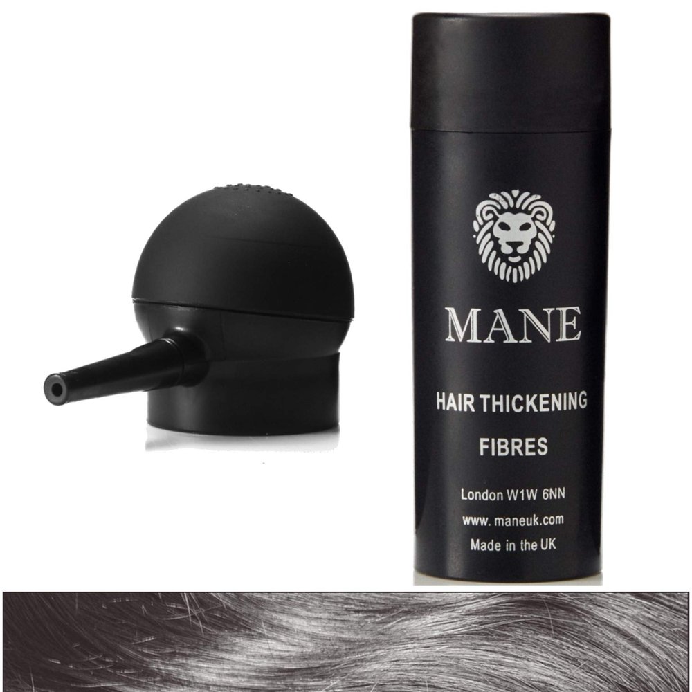 Mane Hair Building Fibers with a Spray Applicator (Dark Brown)