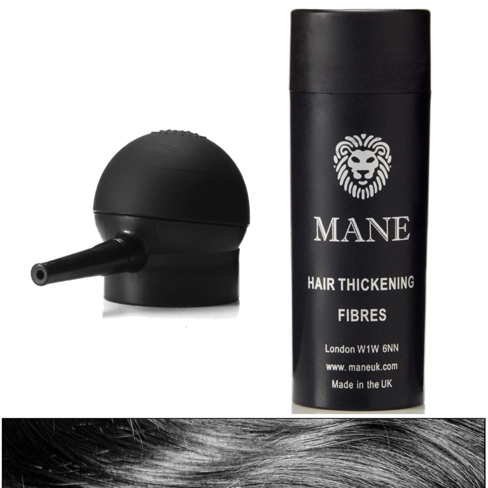 Mane Hair Building Fibers with a Spray Applicator (Jet Black)