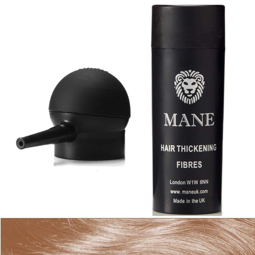 Mane Hair Building Fibers with a Spray Applicator (Medium Brown)