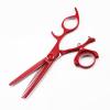 Swivel Thumb Hair Cutting Shears, 6 Inch Red Professional Salon Japanese Stainless Steel Cutting Thinning Barber Hair Scissors Swivel Set (Color : Set) view 4