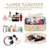 Iqimott Chenille Letter Patch Baby Bag, Preppy Clear Makeup Cosmetic Bag Large Toiletry Storage Tote Bag with Handle, Transparent Nylon Waterproof Organizer Zipper Pouch for Travel Women Girls(Beige) view 4