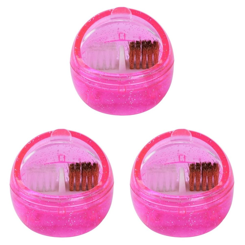 FRCOLOR 3pcs Nail Art Tools Portable Cleaning Brush and for Nail Drill Bits Efficient and Lightweight Cleaner for Manicure and Pedicure Tasks Rosy