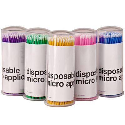 Micro 5 Bottles Disposable Micro Microswabs Portable Lip Brush Small Cotton Swab Eyelash Extension Tool for Mascara Eyeshadow Eyeliner Assorted Color Eyelash Brush
